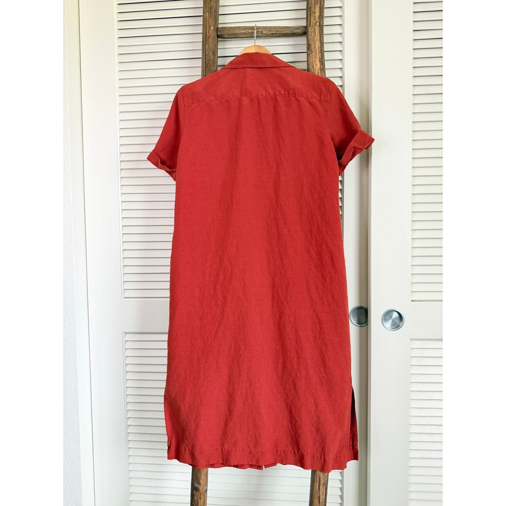 Jones New York Sport Silk Linen Shirt Dress 10 Red - Picture 2 of 10